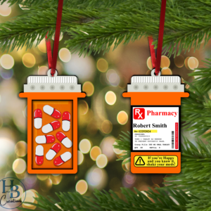 Personalized 3D RX Pill Bottle Shaker Ornament